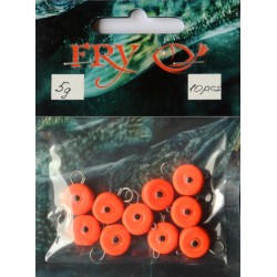 Грузило вухатий для риболовлі, таблетка (ексцентрик) колір Silvereyes Orange, 10шт в уп., вага 5г